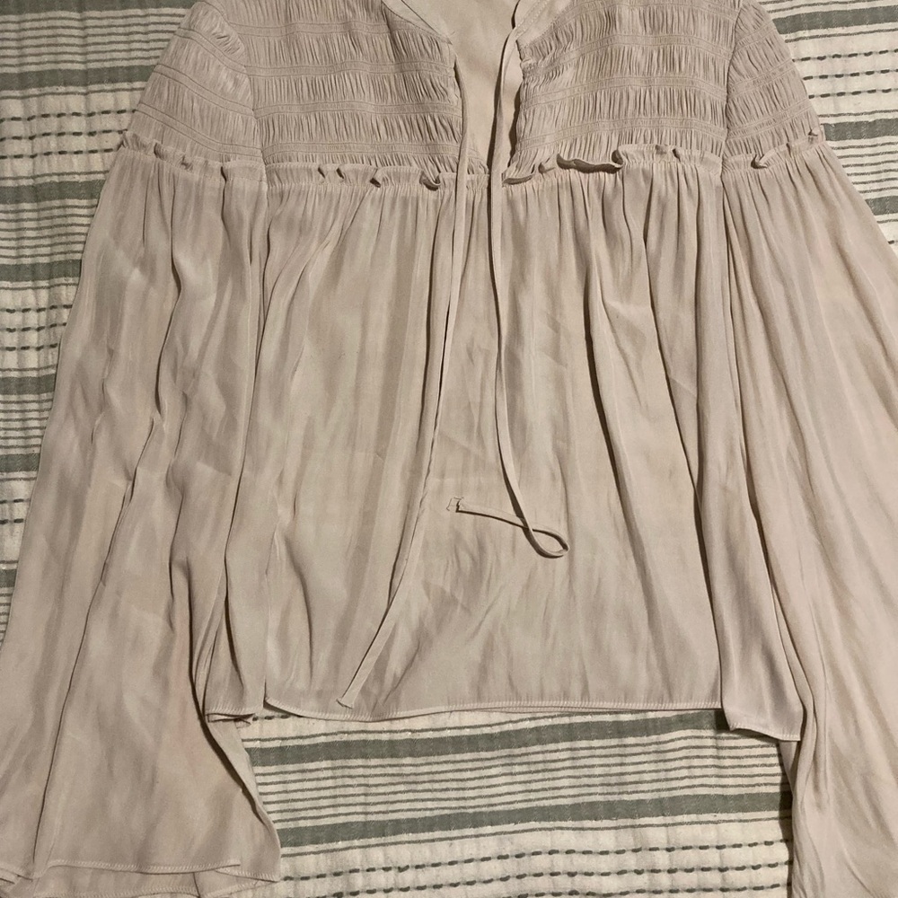 Ramy Brook cream Smocked Peasant Top